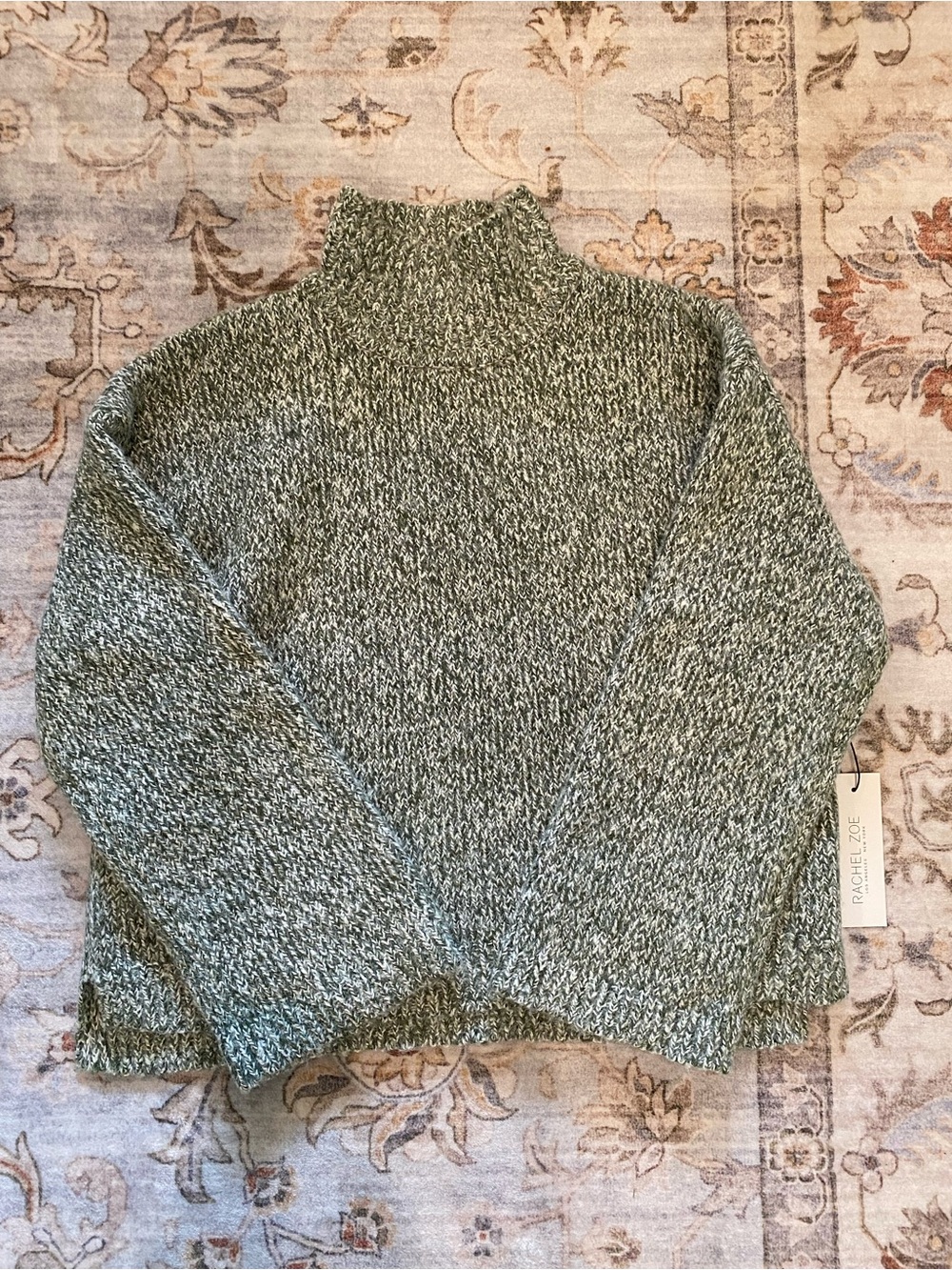 Rachel Zoe Marled Olive Green Cowl Neck Sweater